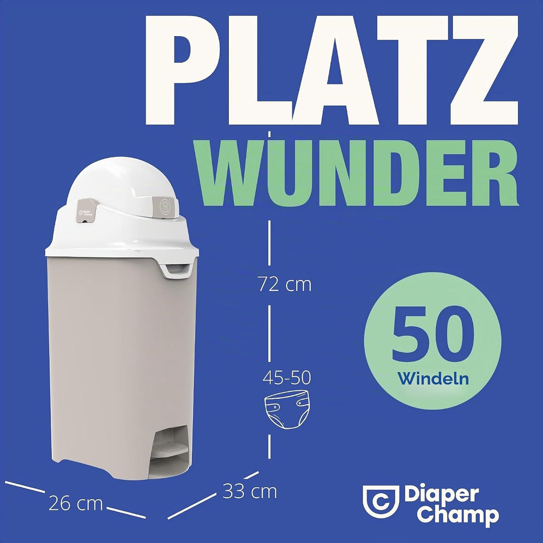 DIAPER CHAMP ONE Medium Handsfree mit Pedal - Windeleimer - geruchsdicht - berührungslose Bedienung