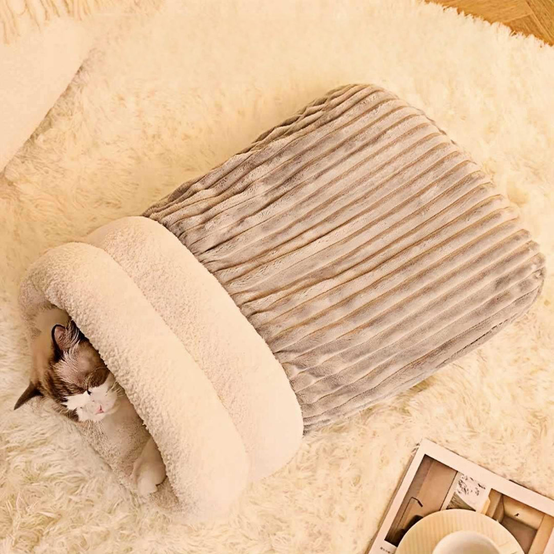 Selbstwärmender Grosser Katzenschlafsack und Winterschlafsack für Hunde, 360° winddicht, Haustiernes