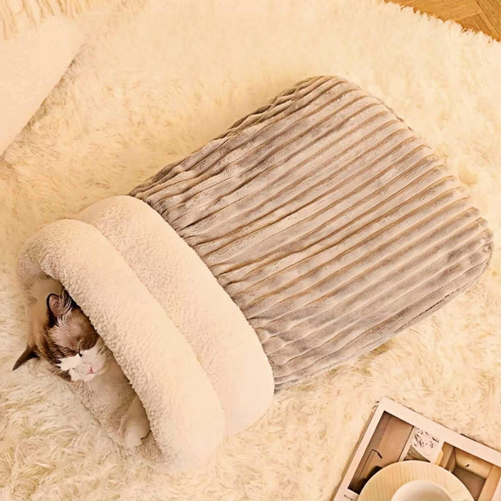 Selbstwärmender Grosser Katzenschlafsack und Winterschlafsack für Hunde, 360° winddicht, Haustiernes