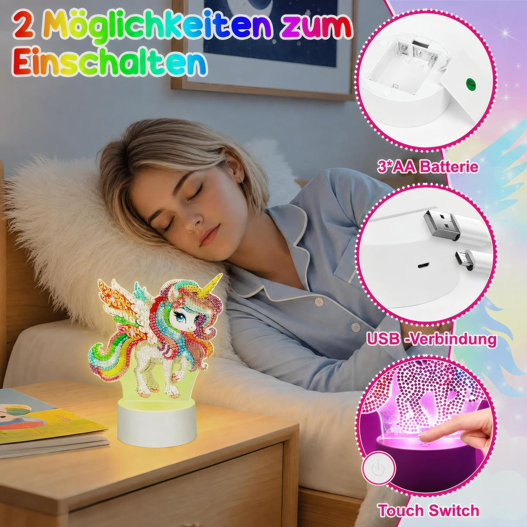 Zoyomax Diamond Painting Nachtlicht, Basteln für Erwachsene, 3D Kreative Diamond Painting Lampe Einh