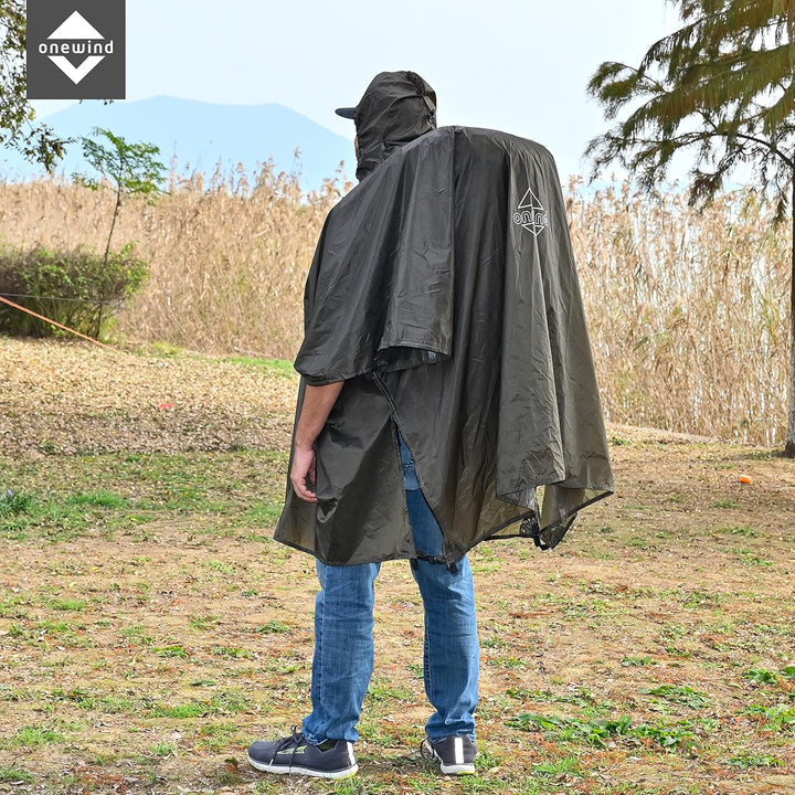 onewind Rucksack Regen Poncho Ultraleichte Kapuze Regenmantel S Olive Grün-226cm*142cm, S Olive Grün