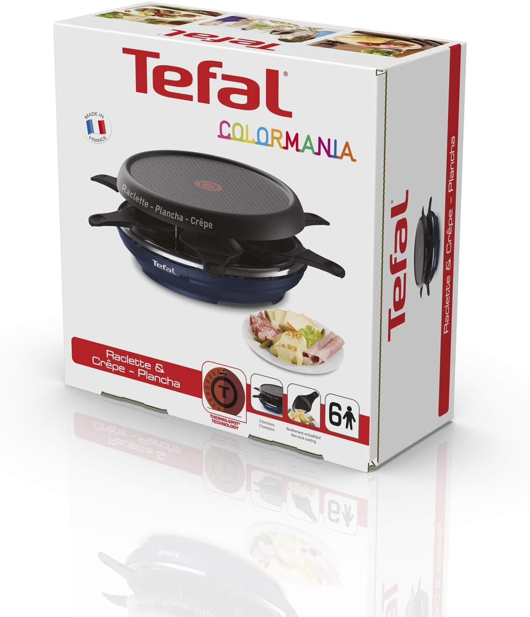 Tefal Neo Deco 6 RE12A4 6 Person(en) 850W Schwarz Blau Elektrisches Raclette (850W, 310mm, 310mm, 13