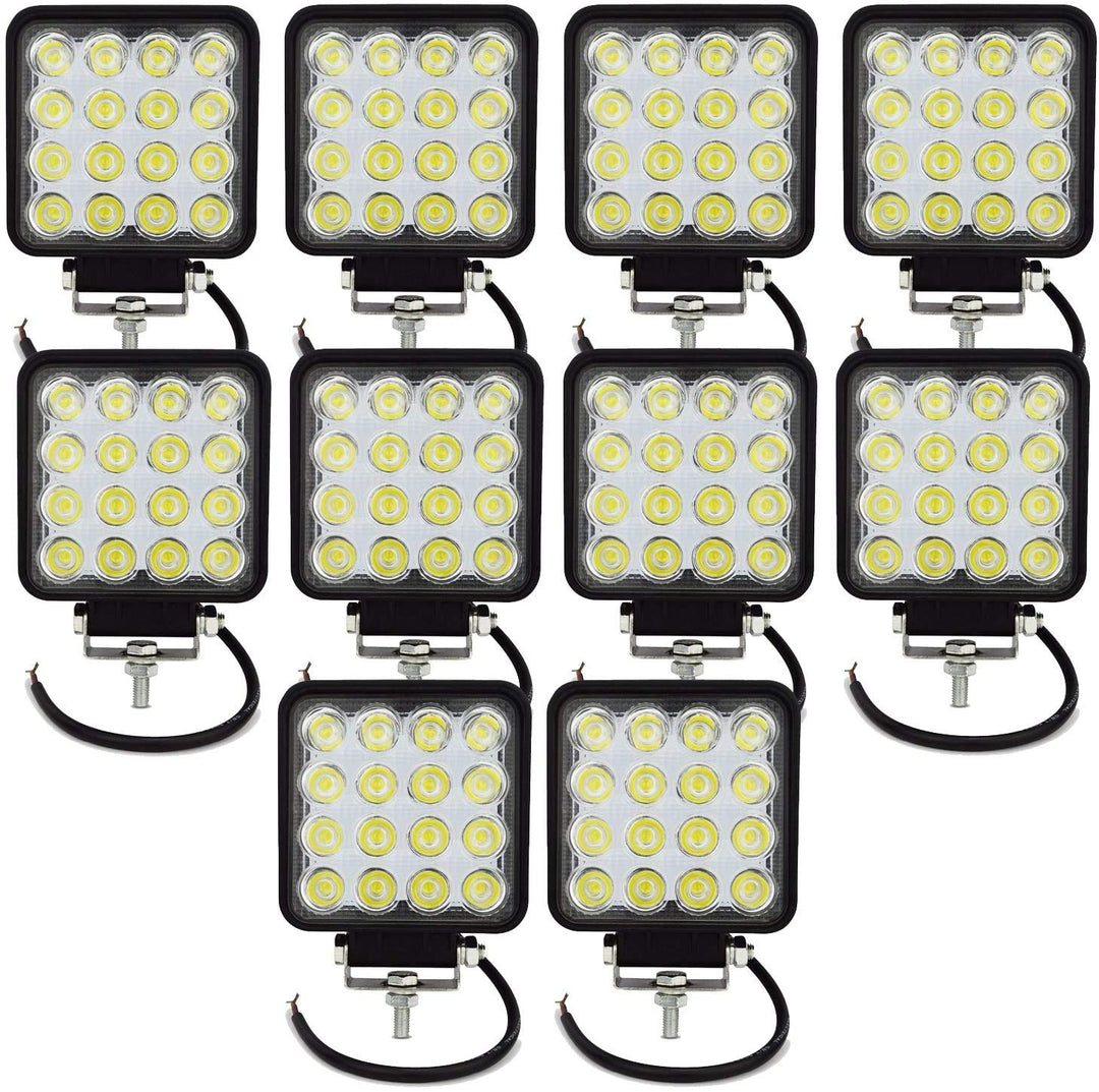 Willpower 10pc LED Scheinwerfer 4‘’ 10cm 48W LED Arbeitsscheinwerfer 12V 24V Flutlicht Zusatzscheinw