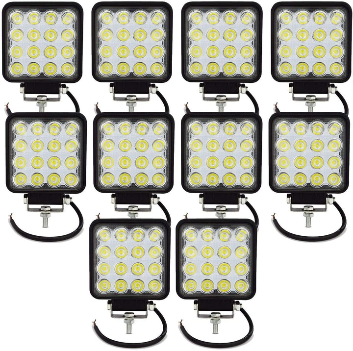 Willpower 10pc LED Scheinwerfer 4‘’ 10cm 48W LED Arbeitsscheinwerfer 12V 24V Flutlicht Zusatzscheinw