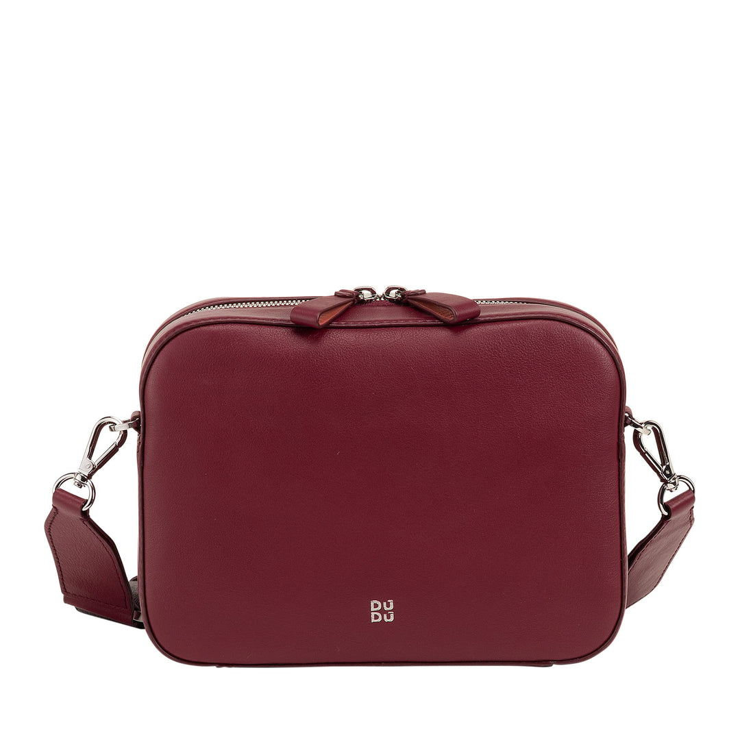 DuDu Damen Umhängetasche aus Leder, Kamera Bag mit abnehmbarem Riemen, kompakte elegante Lederhandta