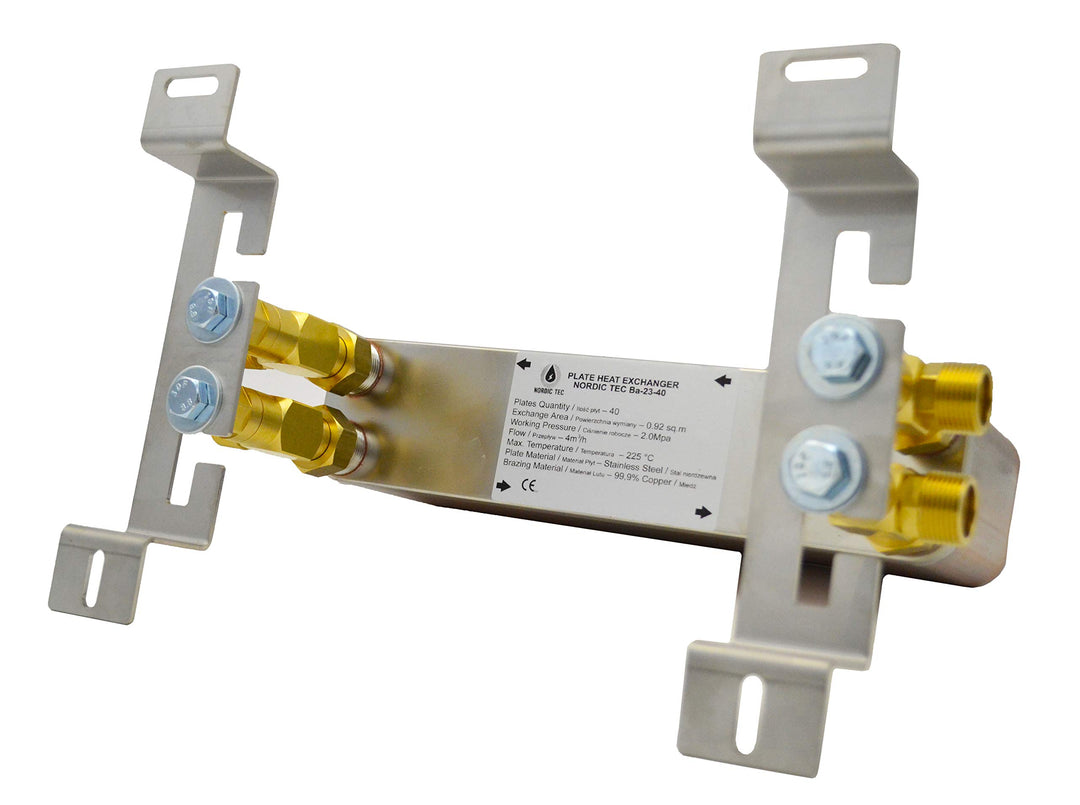 Edelstahl Plattenwärmetauscher Wärmetauscher Nordic Tec Ba-23-40 40 Platten mit Wandbefestigung und