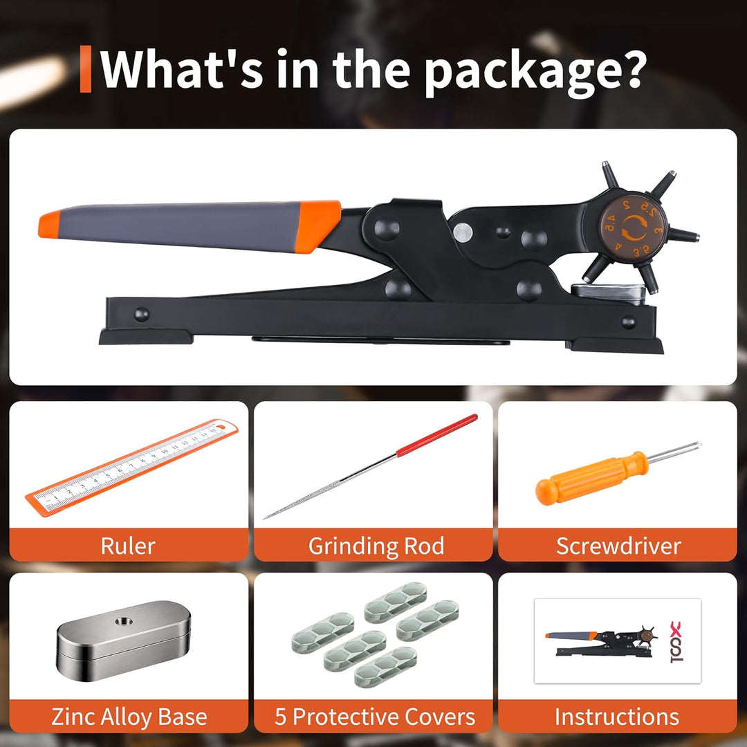 XOOL Lochzange für Leder, Gürtel Lochzange mit Hebelübersetzung, Ermüdungsfreies Arbeiten, Locher, G