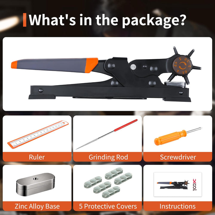 XOOL Lochzange für Leder, Gürtel Lochzange mit Hebelübersetzung, Ermüdungsfreies Arbeiten, Locher, G