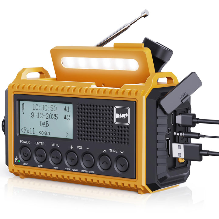 Tragbares Radio DAB+/DAB/FM mit 5000mAh Batterie Kurbelradio mit Preset-Funktion Akku Digitalradio m
