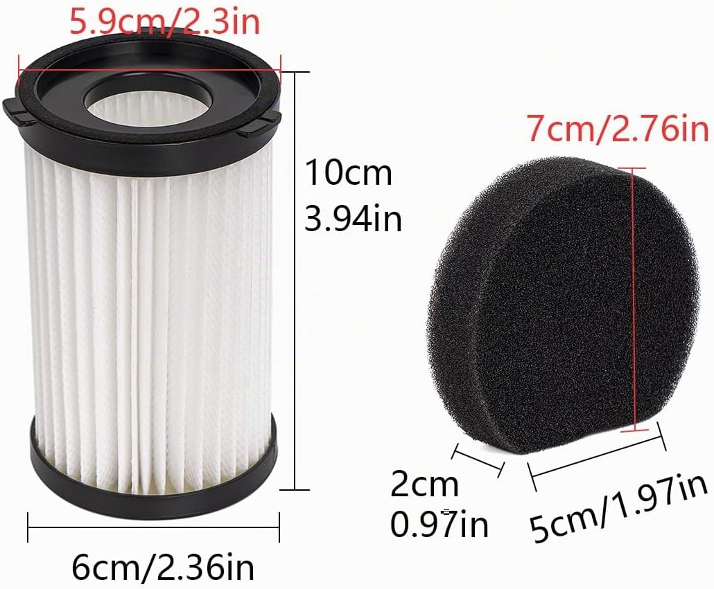 YanBan 4 HEPA-Filter + 4 Schwamm Kompatibel mit MooSoo D600/D601 iwoly V600, für Ariete Handy Force