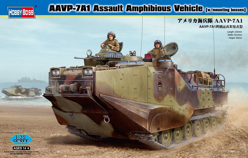 Hobby Boss 82413 Modellbausatz AAVP-7A1 Assault Amphibious Vehicle (w/mounting bosses), Verschieden