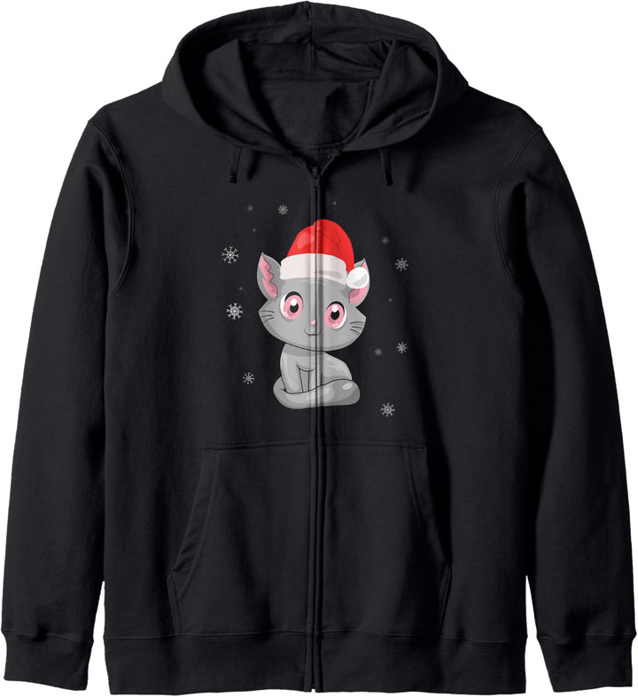 Süsse Weihnachten Kawaii japanische Anime Katze. Weihnachts- Kapuzenjacke