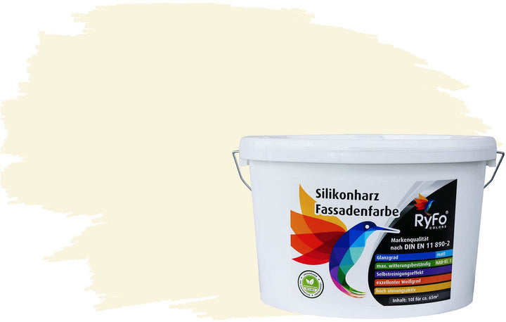 RyFo Colors Silikonharz Fassadenfarbe Lotuseffekt Trend Hauch von Gelb 10l - bunte Fassadenfarbe, we