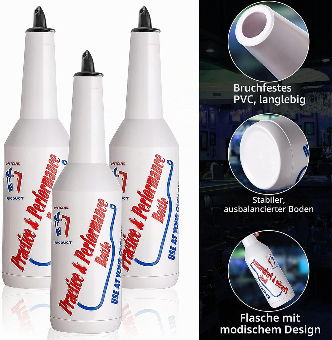 SuproBarware Flair Bottle 3er-Set – Cocktail-Shaker, Trainingsflasche, Flair Barkeeper-Übungs- und L