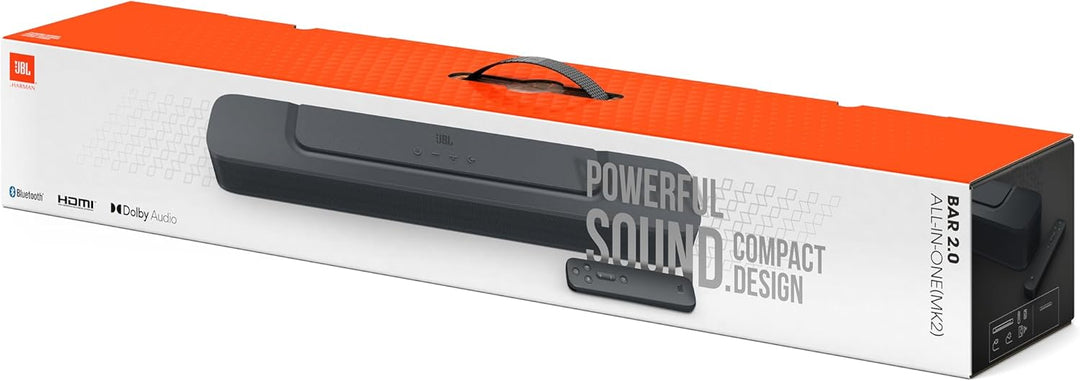 JBL Bar 2.0 All-In-One MK2 – Kompakte 2.0-Kanal-Soundbar für Heimkino Sound-System – Schlankes und k