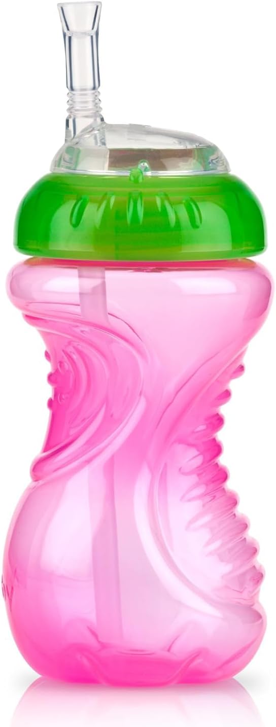 Nuby Trinkbecher für Mädchen, mit flexiblem Strohhalm, 284 ml, 3 Stück, Girls