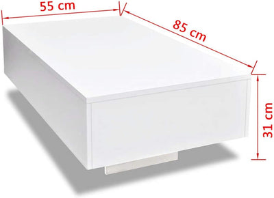 Susany Couchtisch Wohnzimmertisch Kaffeetisch MDF Rechteckige Sofatisch Hochglanz-Finish Tisch Weiss