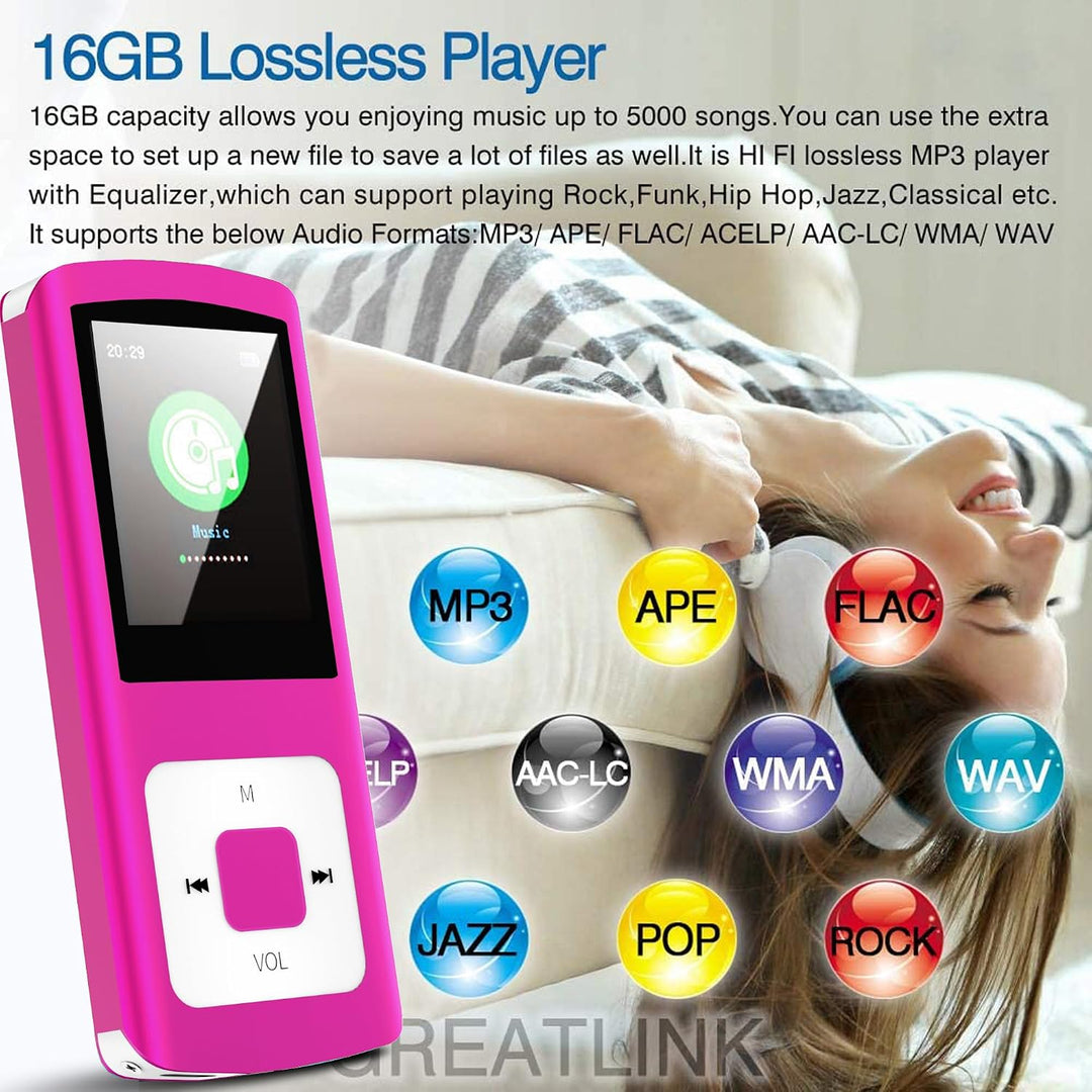 Hotechs MP3-Player/MP4-Player, MP3-Player mit 32 GB Speicherkarte, schlankes Design, digitales LCD-D