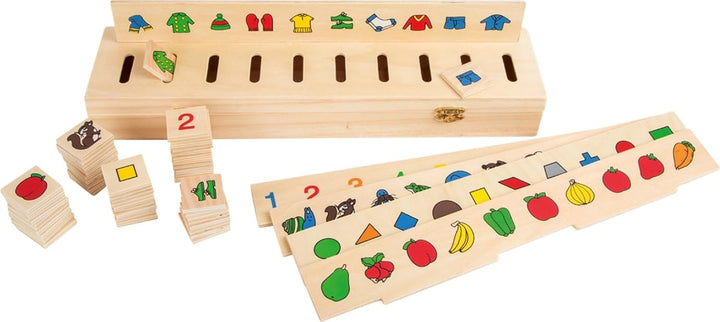 small foot Bildersortierbox aus Holz, mit 50 Symbolplättchen, schult die Form- und Farberkennung, ab