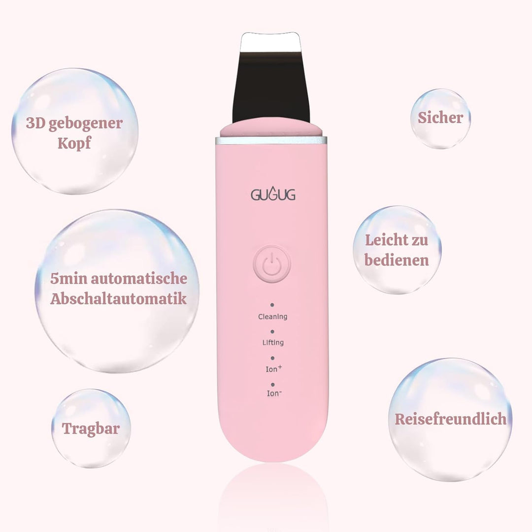 GUGUG Gesichtshaut Scrubber, Portable Poren Scrubber, Face Spatel mit 4 Modi, Mitesser Scraper für G