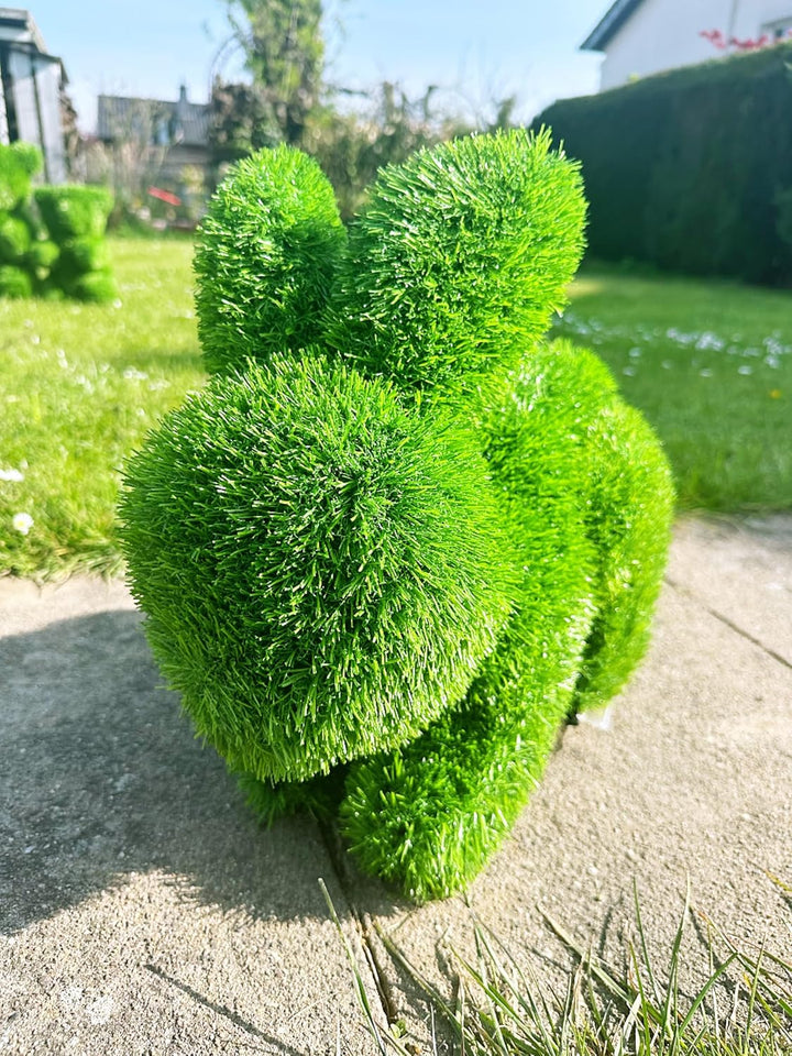 Innovative Kunstwerk Figuren aus Kunstrasen Hase Bär Hund Tier Garten Dekoration Gras Deko (Hase, 35