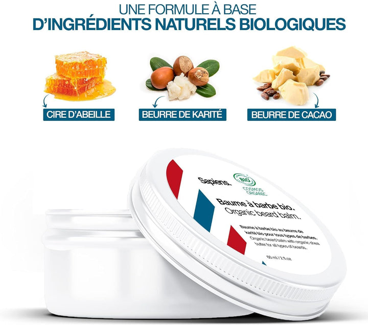 Sapiens Barbershop Bart Balsam Männer BIO - Natürliches & Bio Bartwachs mit Sheabutter und Rizinusöl