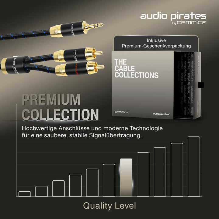 audio pirates by cammica Splitter Kabel 3,5 mm Klinke Stecker auf 2x RCA Clinch Stecker, RCA-Kabel,