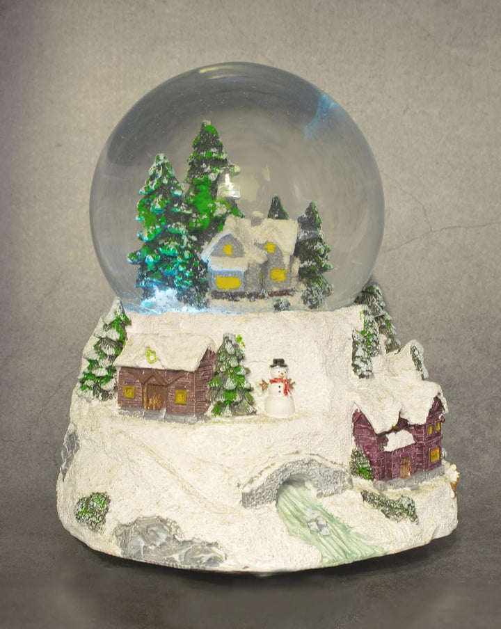 LED Schneekugel Weihnachtsdorf mit Musik - 16 x 14 cm - Weihnachts Spieluhr mit bunter Beleuchtung -