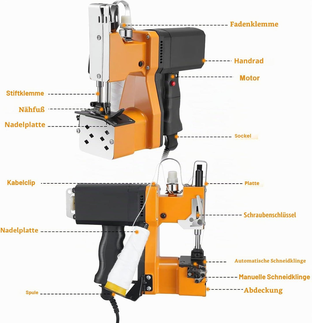 Kotsy Tragbare Nähmaschine 2 Sekunden/Sack,elektrisch Sacknäh Maschine Beutelverschliess Maschine In