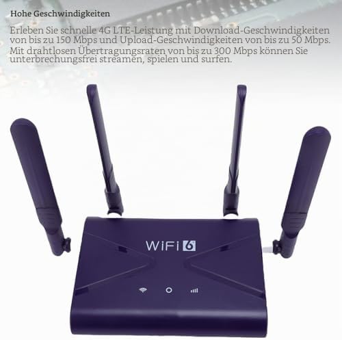 4G Router WiFi6, LTE 300 Mbit/s, SIM-Kartensteckplatz, einfach Einrichtung, Multi-Device, High-Speed