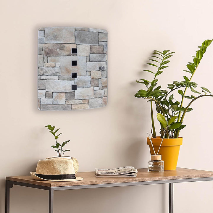 banjado® Design Schlüsselkasten aus Edelstahl Motiv Natursteinmauer für 10 Schlüssel - Schlüsselschr