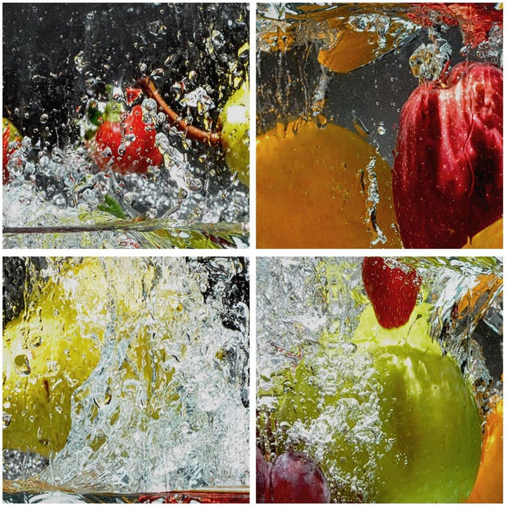 Wandbilder Dekoration Wohnzimmer Früchte Wasser Spritzer Essen Panorama Bilder auf Leinwand 120x50cm