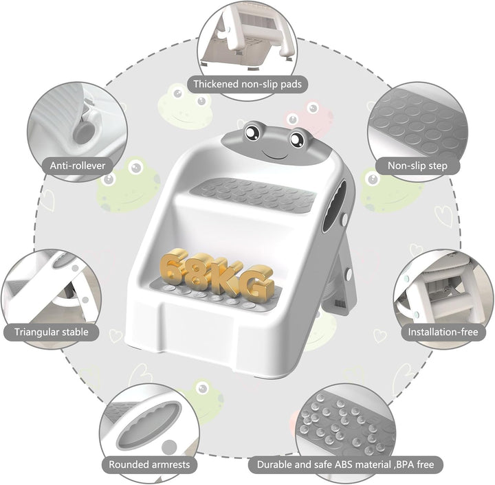 Tritthocker Kinder, Kinderhocker 2 Stufen, Trittschemel für Baby, Robuster Hocker Zweistufiger Tritt