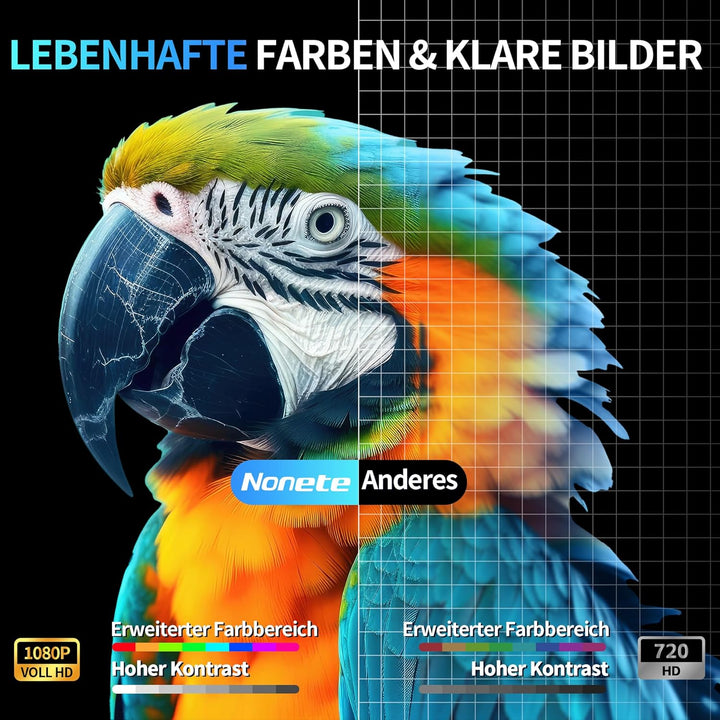 Beamer Unterstützt 4K 1080P, Projektor Tragbarer mit WiFi 6 und Bluetooth 5.2, Beamer Klein Projekto