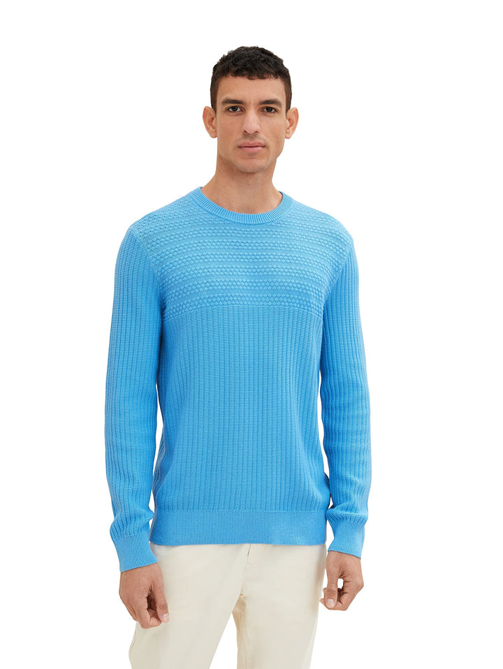 TOM TAILOR Herren Strickpullover S 18395 - Rainy Sky Blue, S 18395 - Rainy Sky Blue