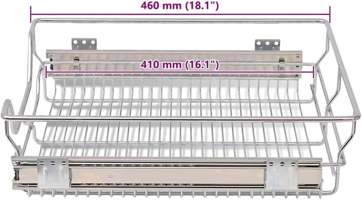 vidaXL 2X Einbauschublade Teleskopschublade Korbauszug Küchenschrank 50 cm 500 mm, 500 mm