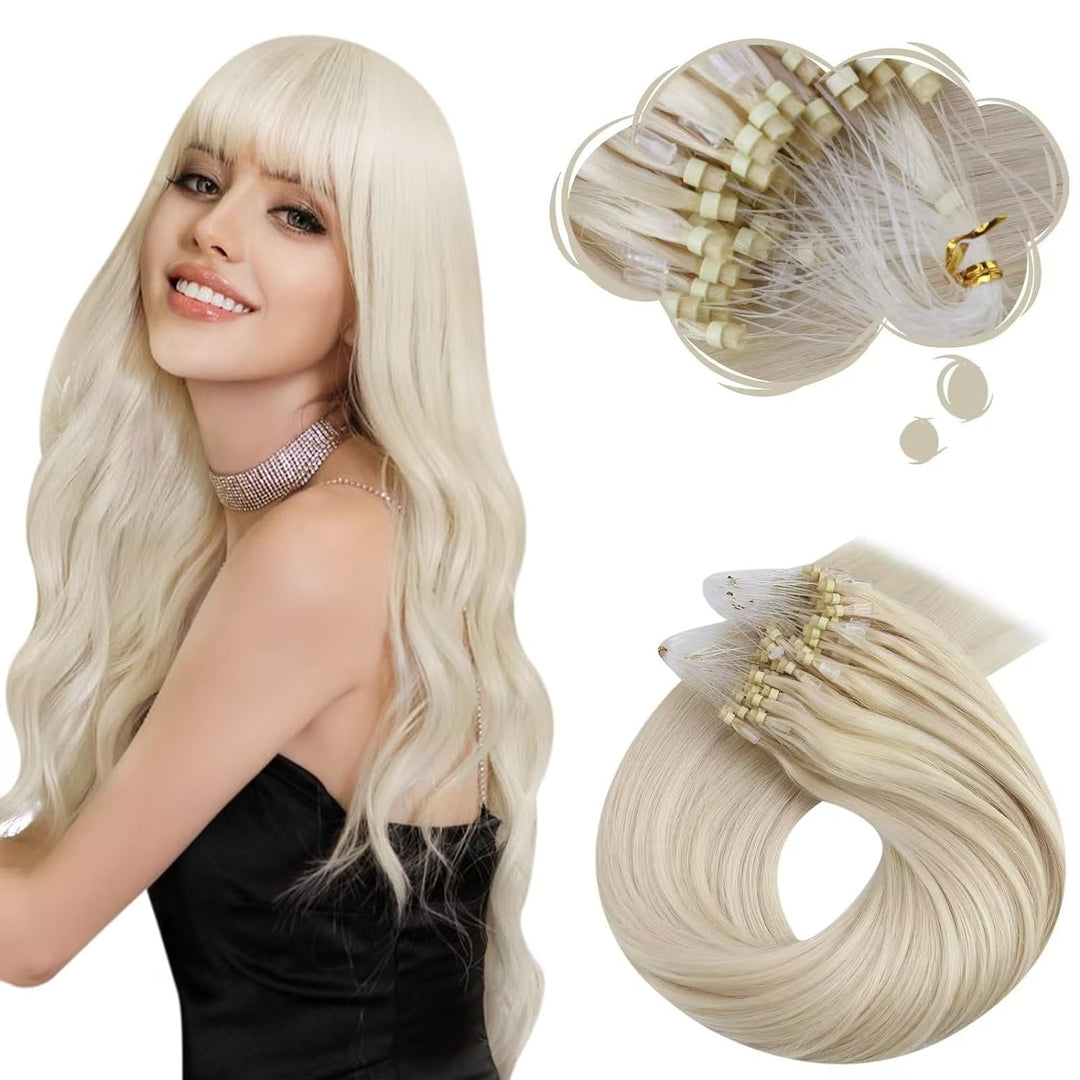 Moresoo Microring Extensions Echthaar Remy Blond Cold Fusion Haarextension Echthaar Microring Loop P
