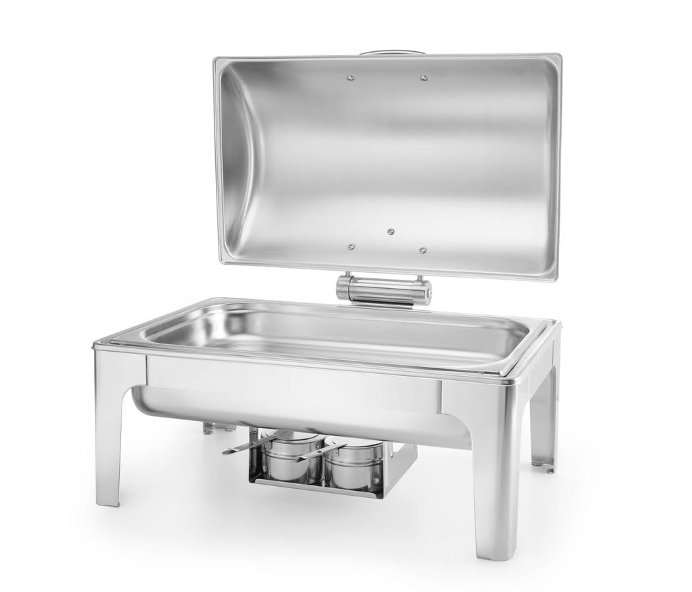 HENDI Chafing Dish, Spiegelglanz, Inkl. zwei Brennpastenbehälter, einer Lebensmittelpfanne, einem Wa