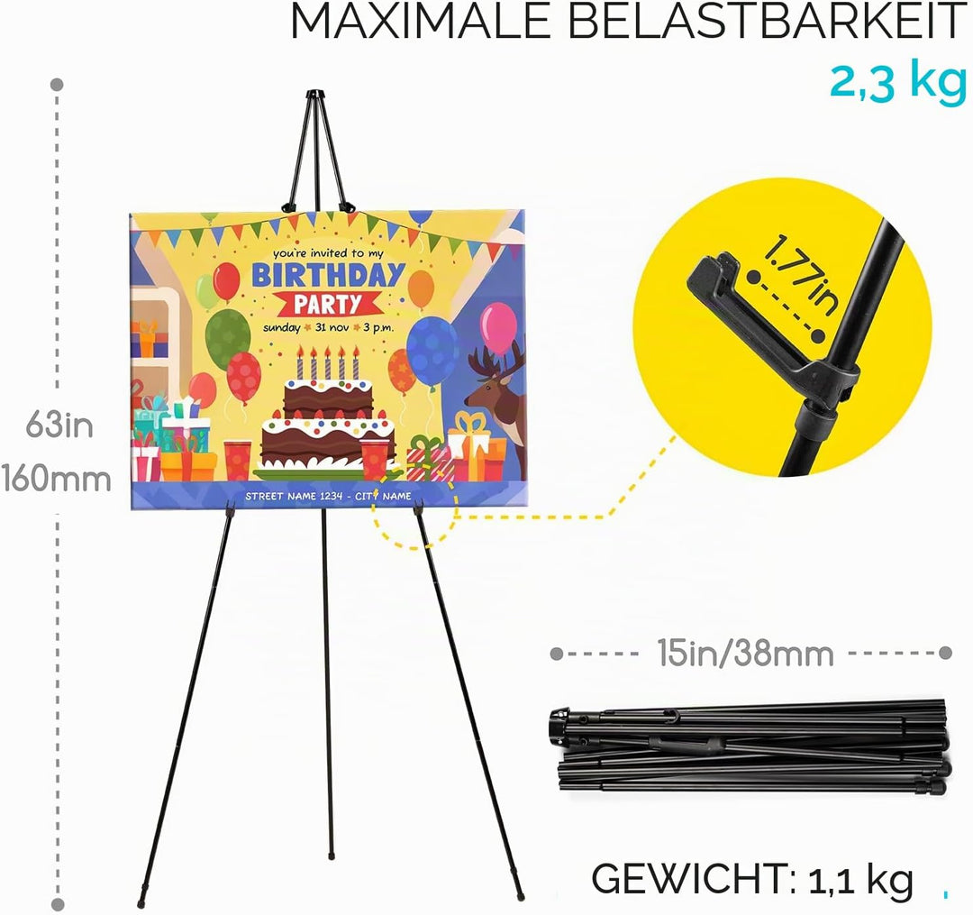 MEEDEN 6 Stück Staffelei Gross Metall, 160cm Leinwandständer für Malerei und Display mit Tasche, Lei