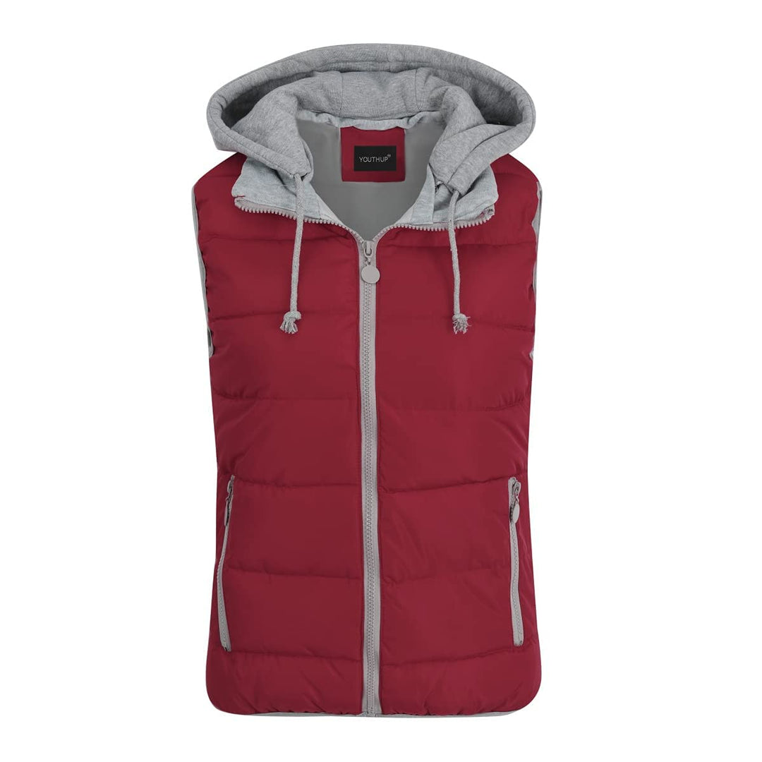 YOUTHUP West Damen Steppweste mit Kapuze Leicht Winterweste Freizeit Outdoor Ärmellos Jacke Gilet Bo