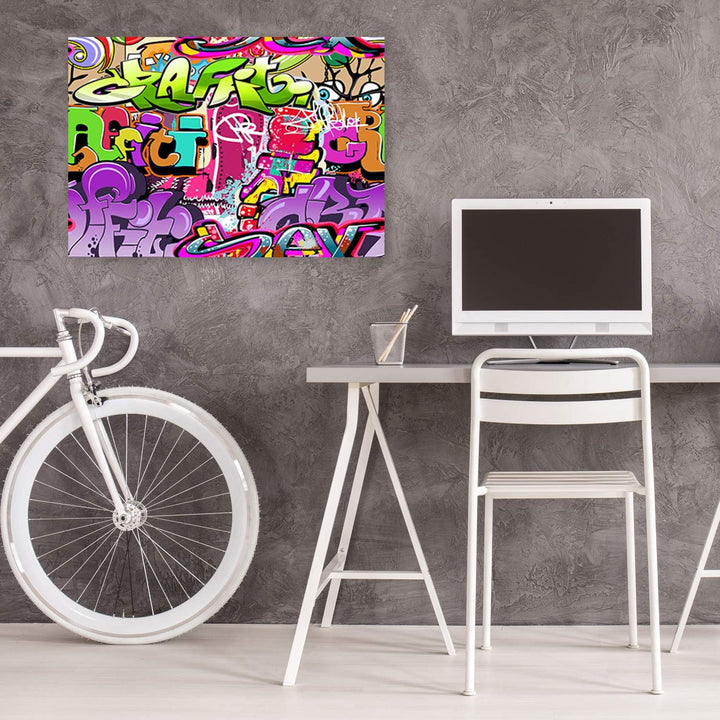 Feeby Wanddeko Graffiti Leinwandbild Kunstdruck für Wonzimmer Violett 90x60 cm M14501 90x60 cm, M145