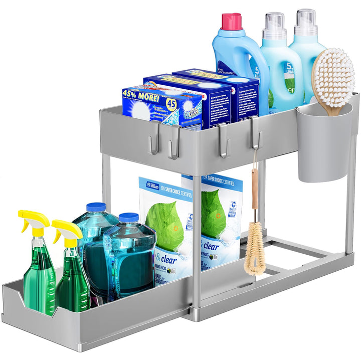 Puricon Unter Waschbecken Regal, 2 Etagen Standregal Küche Arbeitsplatte Regal Organizer, Mehrfunkti