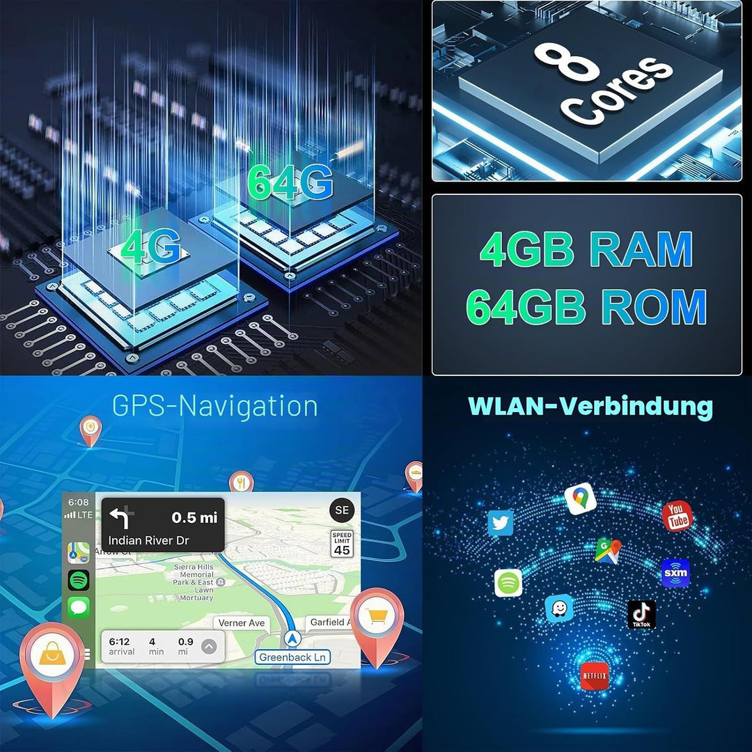 Hodozzy 8 Core 4G+64G Autoradio Android für Ford Transit Fiesta Focus Galaxy Mondeo C-Max S-Max Conn
