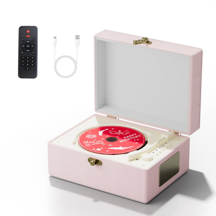 Yintiny Time Music Box CD-Player mit Lautsprechern für Zuhause (Rosa)