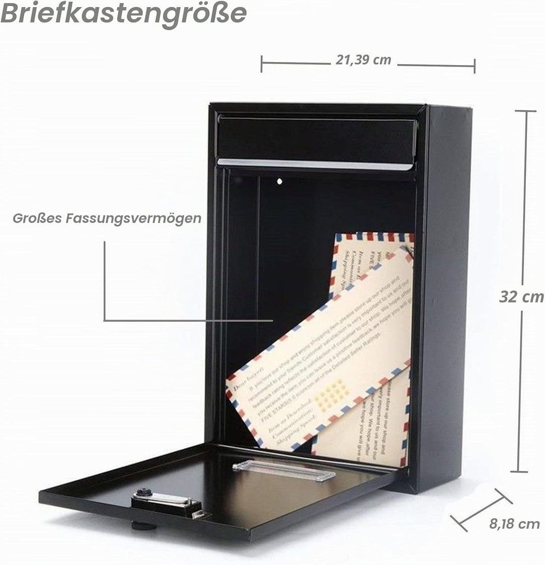Wandbriefkasten, Briefkasten für aussen, wasserdichter Wandpostkasten für Briefe Stilvolle sichere P