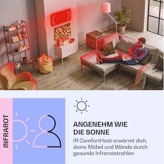 Klarstein 2-in-1 Infrarotheizung & Konvektor, Infrarotheizung mit Thermostat 500W, IP44-Infrarotheiz