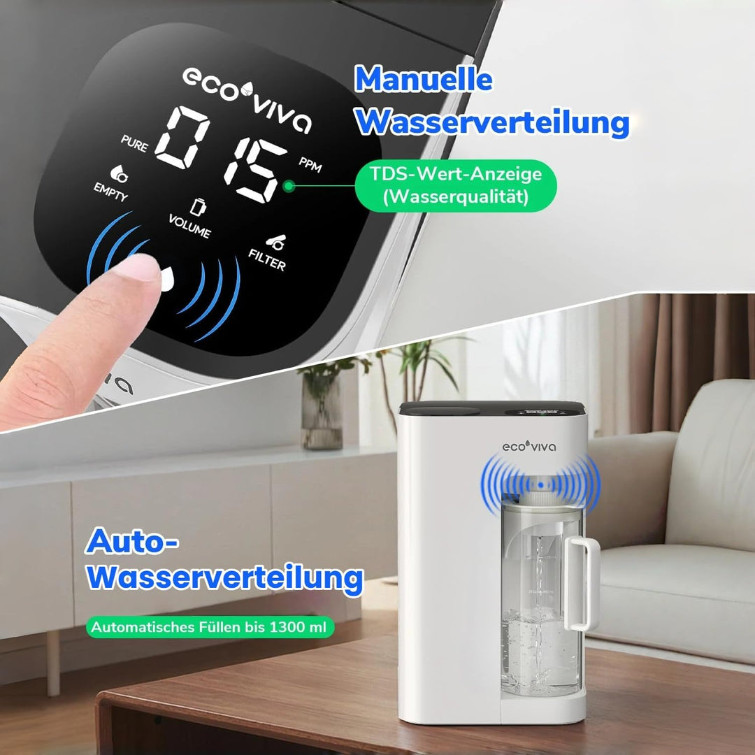Ecoviva MATE 3 Auftisch Osmoseanlage Trinkwasser Umkehrosmoseanlage, 8-fach Filter gegen Nitrat & PF