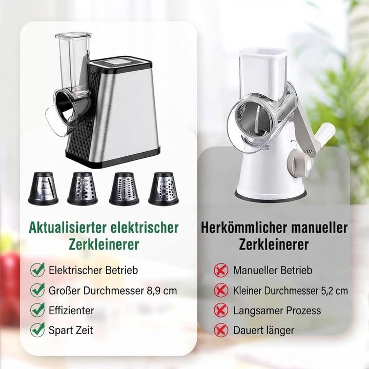 Elektrischer Gemüsehobel 500W, 5-in-1 Multifunktionaler Gemüseschneider Silber/Grau, Silber/Grau