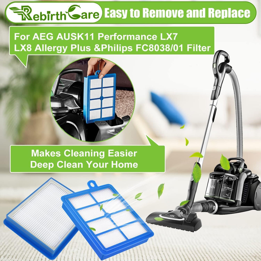 Rebirthcare 4 Stück LX7 Filter für AEG LX8 LX9 VX6 VX7 VX8 VX9 AFS1W AEF12 Turbo Cyclonic Staubsauge