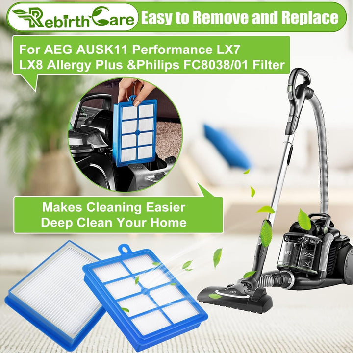 Rebirthcare 4 Stück LX7 Filter für AEG LX8 LX9 VX6 VX7 VX8 VX9 AFS1W AEF12 Turbo Cyclonic Staubsauge